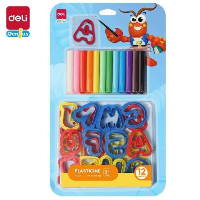 DELI GENIUS PLASTICINE 12C WITH 26 LETTERS MOLDS — image 1