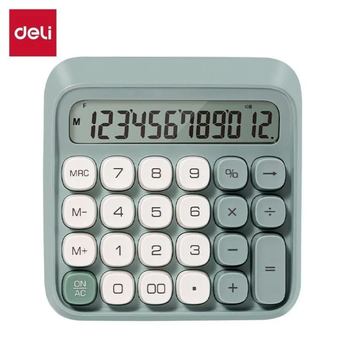 DELI DESKTOP CALCULATOR PLASTIC-12 DIGITS GREEN — image 1