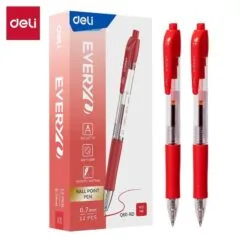 DELI BALL POINT PEN RETRACTABLE 0.7MM RED