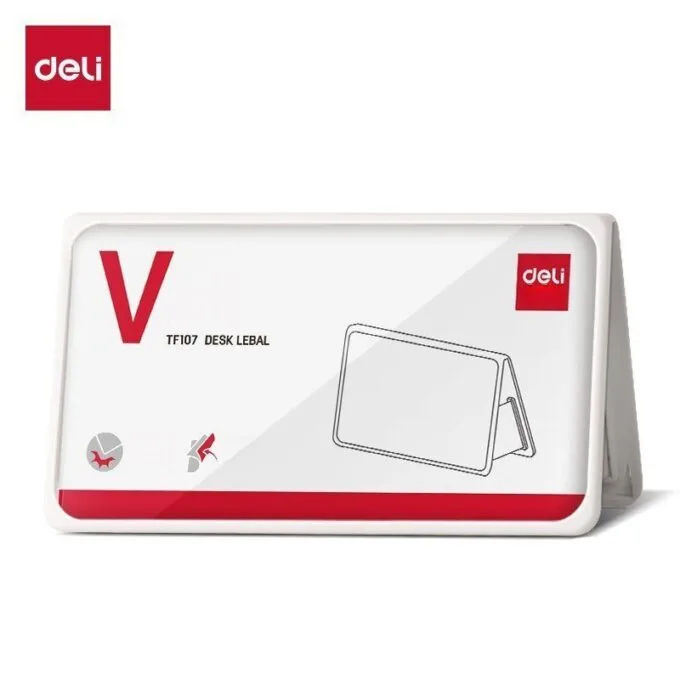 DELI MAGNETIC TABLE CARD FRAME 158X60X85MM WHITE — image 1