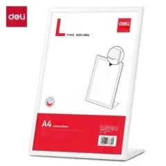 DELI MAGNETIC TABLE CARD FRAME 228X92X305MM WHITE