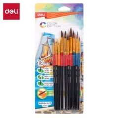 DELI 5 SYNTHETIC BRUSHES BLISTER SET 10 PCS ASSORTED ROUND/FLAT HEAD