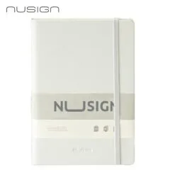 DELI NUSIGN LEATHER COVER RULED NOTEBOOK A5 96 SHEETS - WHITE