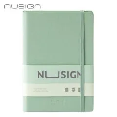 DELI NUSIGN LEATHER COVER RULED NOTEBOOK A5 96 SHEETS - GREEN