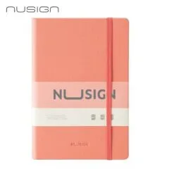 DELI NUSIGN LEATHER COVER RULED NOTEBOOK A5 96 SHEETS - PINK