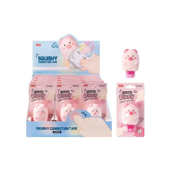 SQUISHY CORRECTION TAPE PIG DESIGN 15PCS DISPLAY — image 1