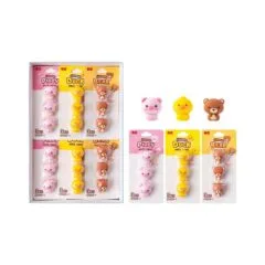 SQUISHY PENCIL TOPPER ERASER 3 PCS BLISTER ASSORTED (PIG-DUCK-BEAR)