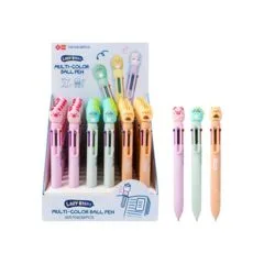 SQUISHY 6 COLOURS MULTICOLOUR BALL PEN 36PCS DISPLAY (PIG-DINOSAUR-SQUIRREL)