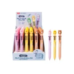 SQUISHY 6 COLOURS MULTICOLOUR BALL PEN 36PCS DISPLAY (RABBIT-DUCK-BEAR)