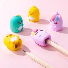 SQUISHY PENCIL SHARPENER AND ERASER 24PCS DISPLAY ASSORTED (UNICORN-DUCK-DINOSAUR)