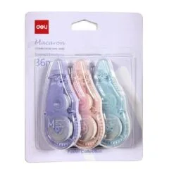 DELI MACARON 3PCS CORRECTION TAPES W/CAP 5MMX12M BLISTER