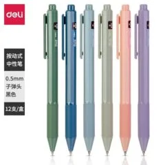 DELI NUSIGN GEL PEN RETRACTABLE SOFT GRIP 0.5MM BLACK ASSORTED