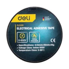 DELI BLACK ELECTRICAL INSULATION ADHESIVE TAPE 0.13MM X 18M X 10 YARDS