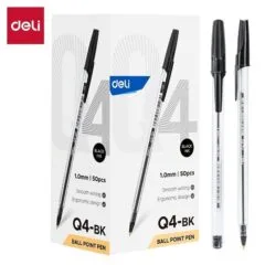 DELI BALL POINT PEN 1.0MM BLACK (PACK OF 50 PENS)