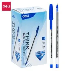 DELI BALL POINT PEN 1.0MM BLUE (PACK OF 50 PENS)