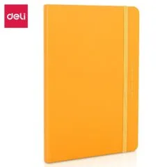 DELI ORANGE LEATHER COVER RULED NOTEBOOK A5 96 SHEETS 210MMX143MM