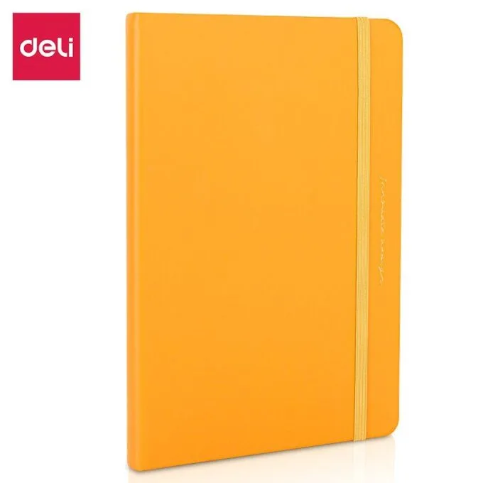 DELI ORANGE LEATHER COVER RULED NOTEBOOK A5 96 SHEETS 210MMX143MM — image 1