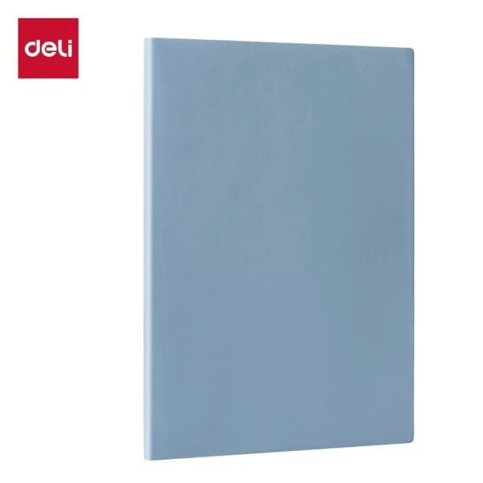 DELI BLUE LEATHER COVER RULED NOTEBOOK A5 100 SHEETS 70 GSM — image 1