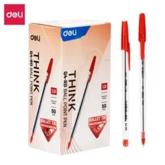 DELI BALL POINT PEN 1.0MM RED (PACK OF 50 PENS)