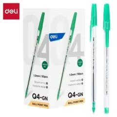 DELI BALL POINT PEN 1.0MM GREEN (PACK OF 50 PENS)