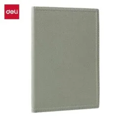 DELI LEATHER COVER RULED NOTEBOOK A5 80 SHEETS - GREY