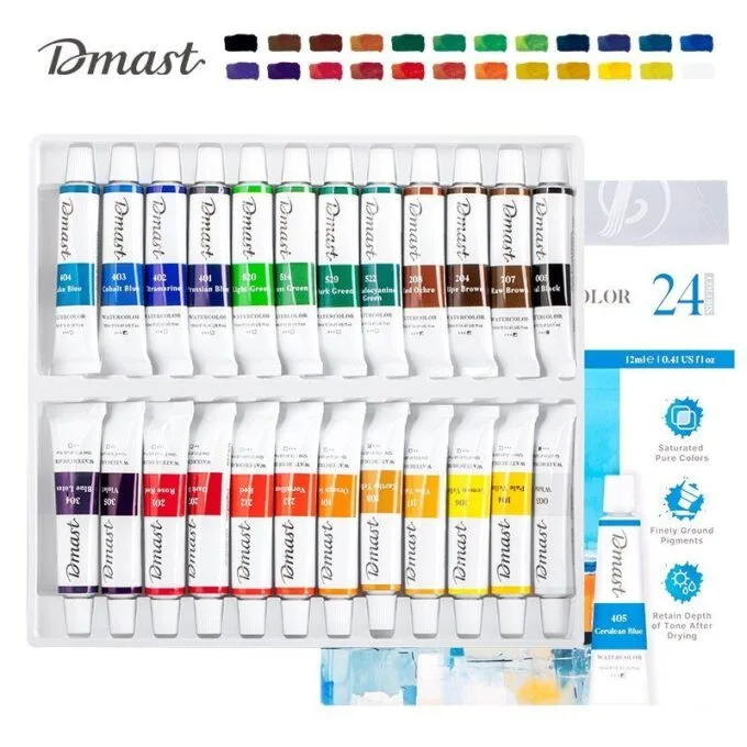 DELI DMAST WATERCOLOURS SET 24 PCS 12ML — image 1