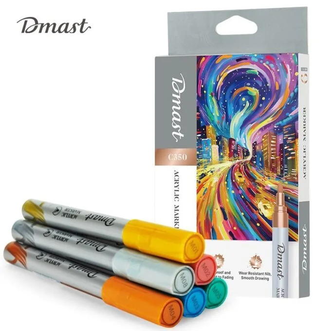 DELI DMAST ACRYLIC MARKER 6 METALLIC COLOURS SET — image 1