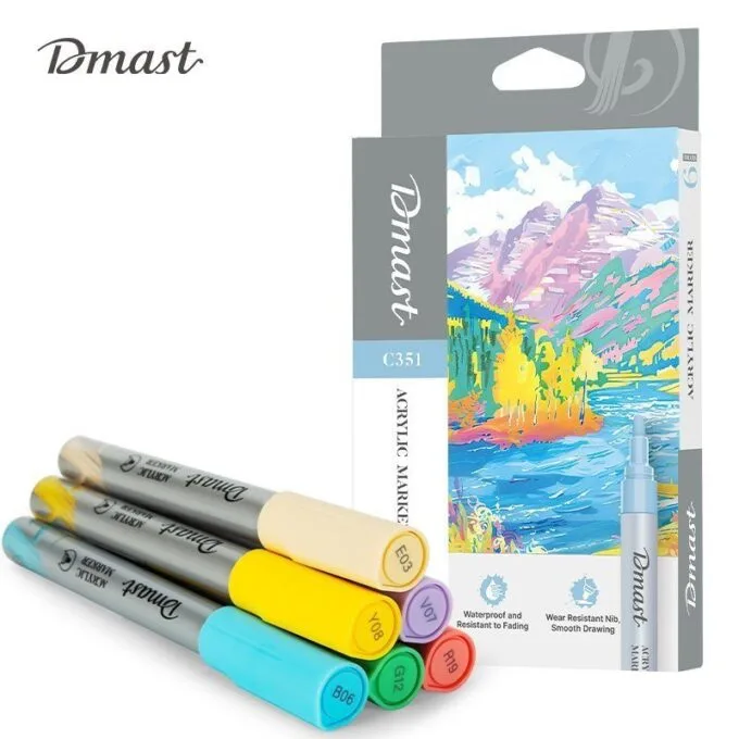 DELI DMAST ACRYLIC MARKER 6 METALLIC COLOURS SET — image 1