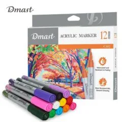 DELI DMAST ACRYLIC MARKER 12 NORMAL COLOURS SET