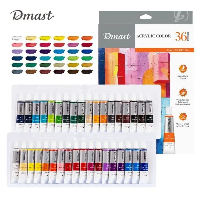 DELI DMAST ACRYLIC COLOURS - 36 COLOURS - 12ML TUBES — image 1