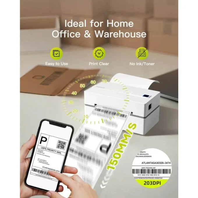 Inatech Label Barcode Printer Thermal Bluetooth & USB PR40 Black — image 6