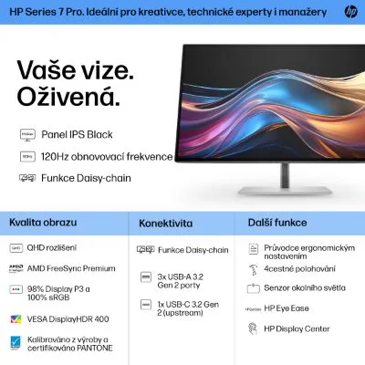 HP Series 7 Pro 727PQ 27-inch QHD Business Monitor – IPS Black, 120Hz, 400 nits, AMD FreeSync Premium, USB-C/HDMI/DP, Height Adjustable — image 5