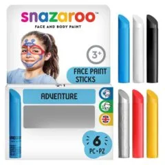 SNAZAROO FACE PAINTING CRAYON STICKS - ADVENTURE - 6 PACK