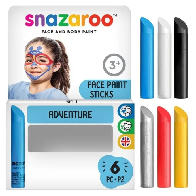 SNAZAROO FACE PAINTING CRAYON STICKS - ADVENTURE - 6 PACK — image 1