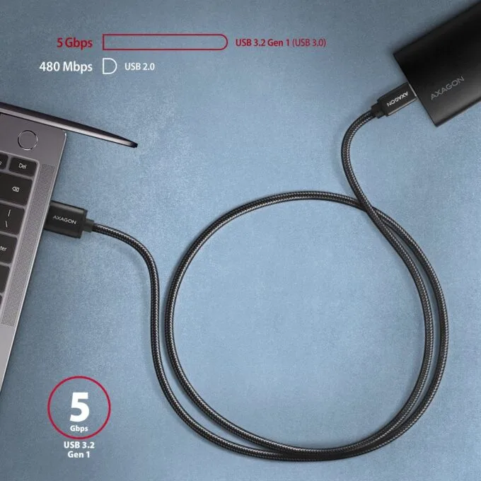USB-C cable - USB-A 3.2 Gen 1 BUCM3-AM20AB, 2m, 3A, ALU, braid, black — image 5