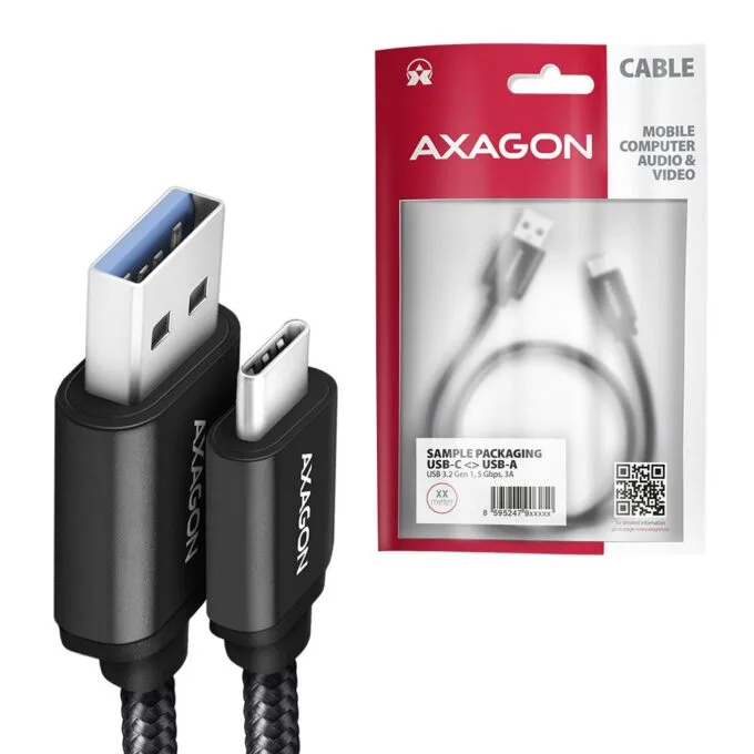 USB-C cable - USB-A 3.2 Gen 1 BUCM3-AM20AB, 2m, 3A, ALU, braid, black — image 6