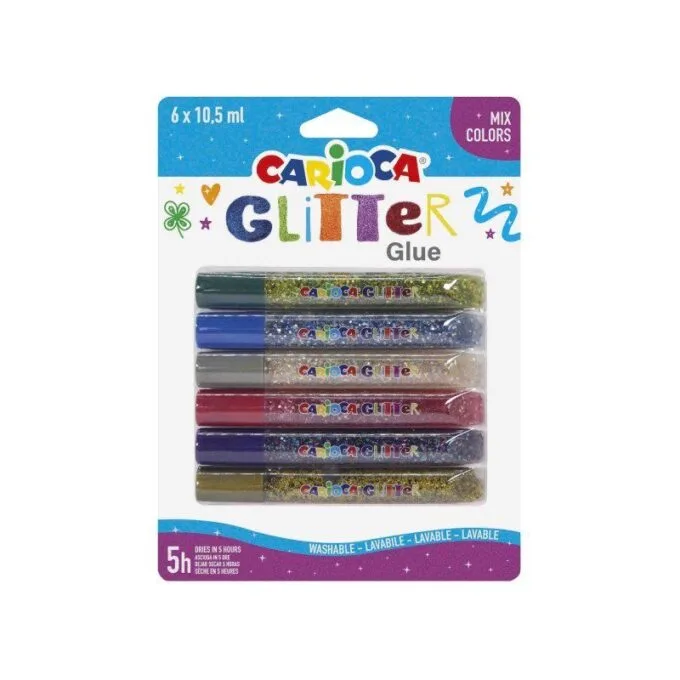 CARIOCA 6 MULTICOLOURS GLITTER GLUE 10.5ML — image 1