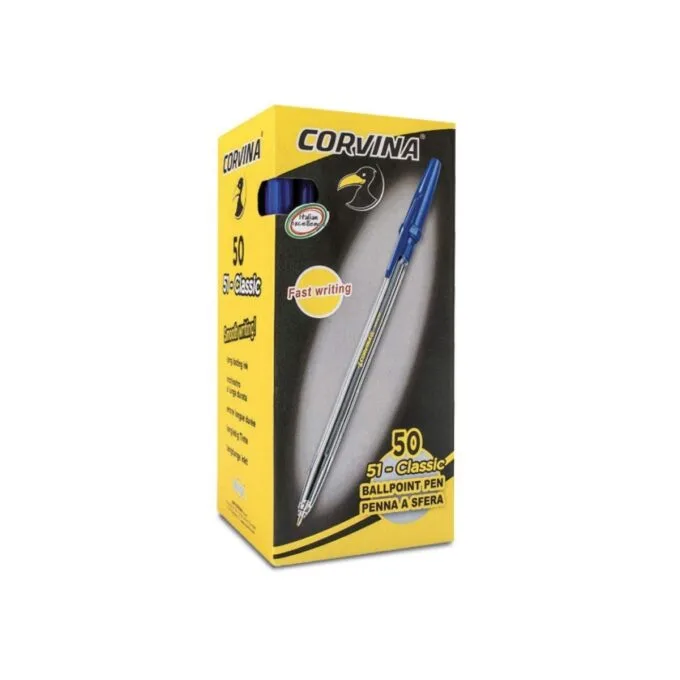 CARIOCA CORVINA 51 CLASSIC BOX BALL POINT PEN 1.0MM BLUE (PACK OF 50 PENS) — image 1