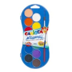 CARIOCA WATERCOLORS 12 PCS WITH BRUSH IN PLASTIC CASE