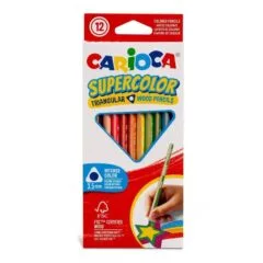 CARIOCA 12 TRIANGULAR WOOD COLORING PENCILS