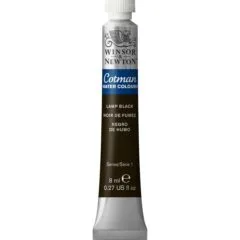 W&N COTMAN WATERCOLOUR 8ML TBE LAMP BLACK ROW