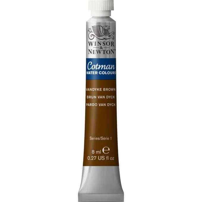 W&N COTMAN WATERCOLOUR 8ML TBE VANDYKE BROWN ROW — image 1