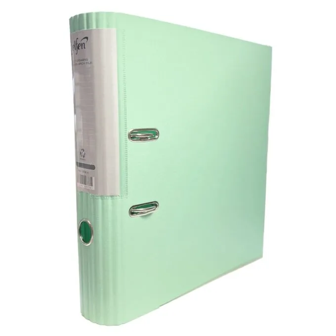 ELFEN FILE PLASTIC SUPER STRONG ROUND SPINE A4 75MM AQUAMARINE GREEN — image 1