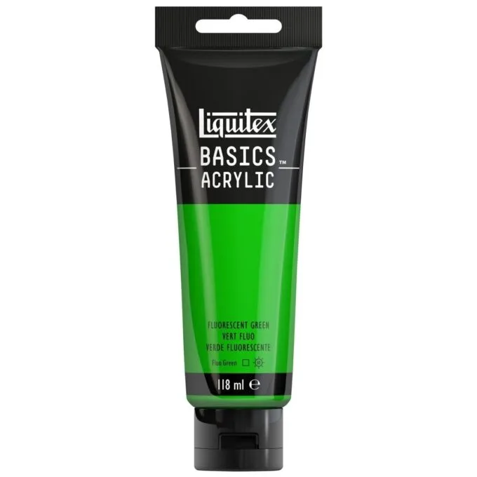 LQX BASICS ACRYLIC COLOUR 118ML FLUORESCENT GREEN ROW — image 1