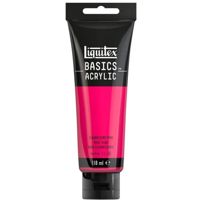 LQX BASICS ACRYLIC COLOUR 118ML FLUORESCENT PINK ROW — image 1