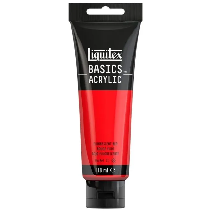 LQX BASICS ACRYLIC COLOUR 118ML FLUORESCENT RED ROW — image 1