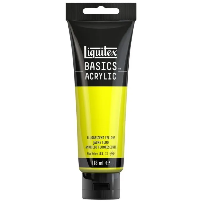 LQX BASICS ACRYLIC COLOUR 118ML FLUORESCENT YELLOW ROW — image 1