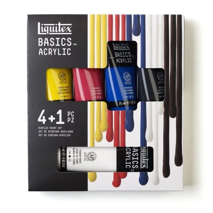 LQX BASICS ACRYLIC COLOUR SET 4X75ML + 1X118ML ROW — image 1
