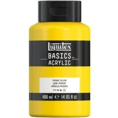 LQX BASICS ACRYLIC COLOUR 400ML JAR PRIMARY YELLOW ROW