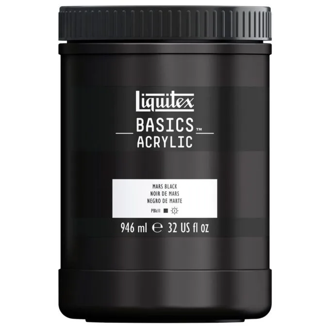LQX BASICS ACRYLIC COLOUR 946ML POT MARS BLACK ROW — image 1